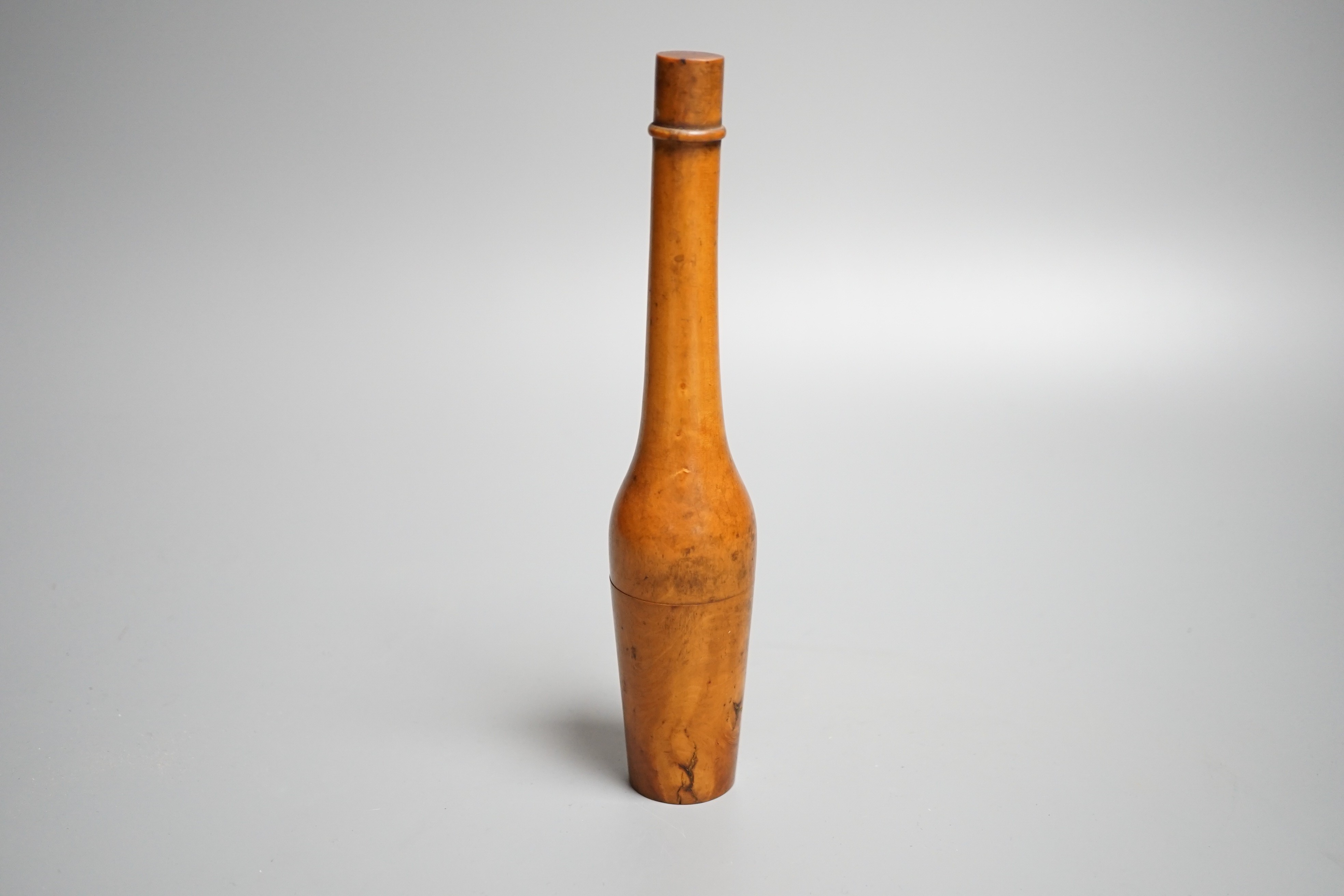 A French hydrometer inscribed 'Ariometer de Cartier' in treen case, overall height 19cm